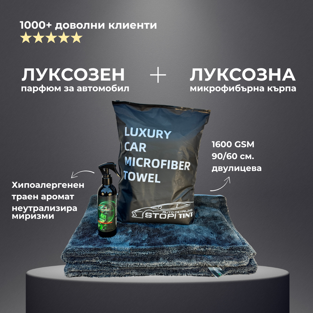 Комплект микрофибърнa кърпa + парфюм