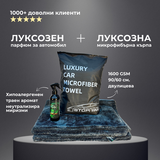 Комплект микрофибърнa кърпa + парфюм